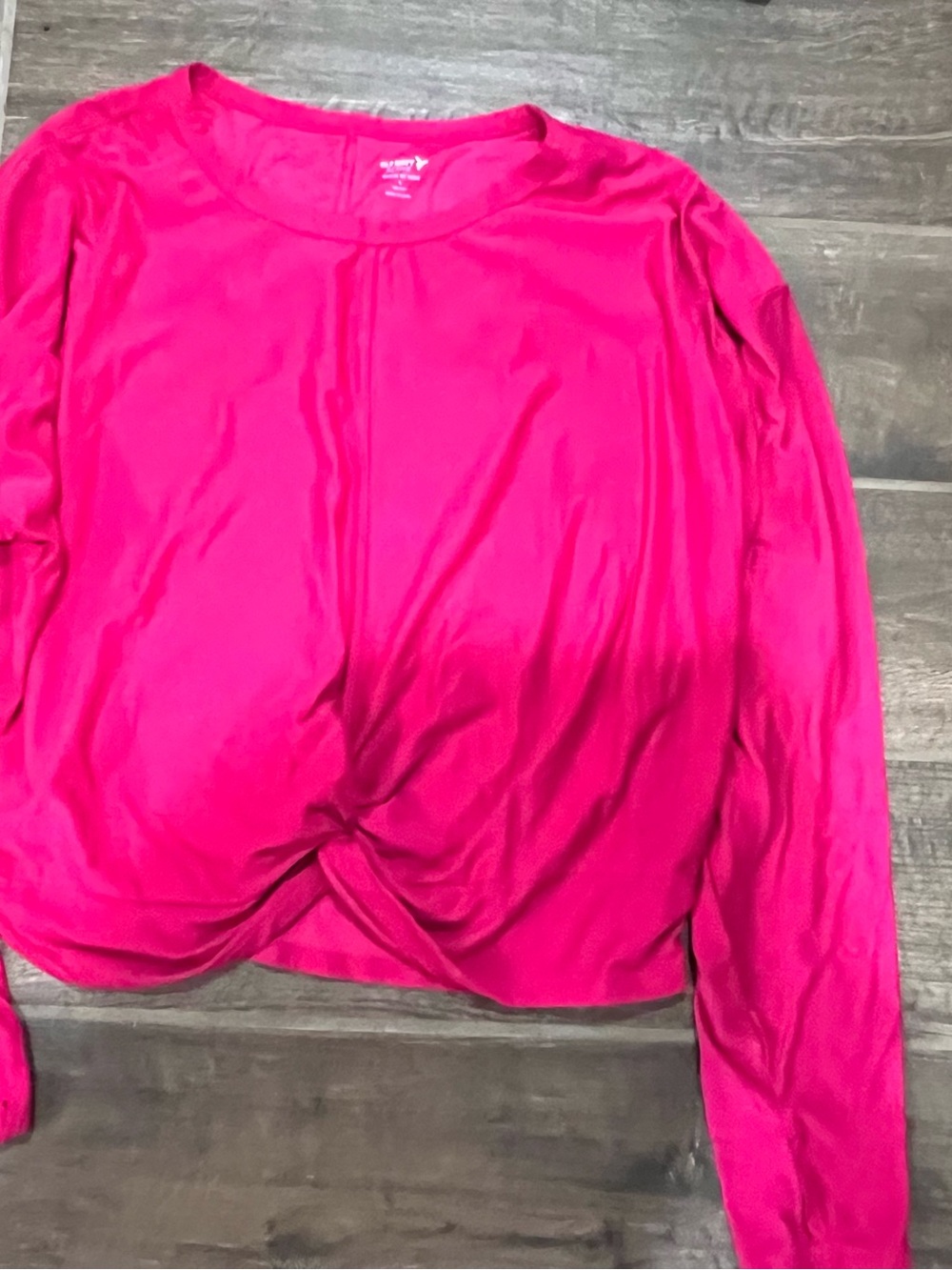 Old Navy Hot Pink Long Sleeve Twist-Hem Tee